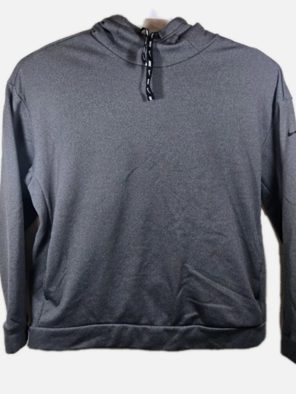 Nike Gray High Neck Hoodie, Women's Size Large Long Sleeve, Logo on Ties
